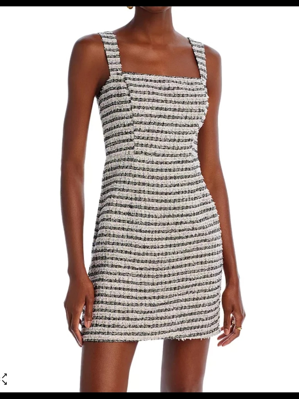 Aqua Womens Pink/Black Square Neck Tweed Bustier Dress Size M